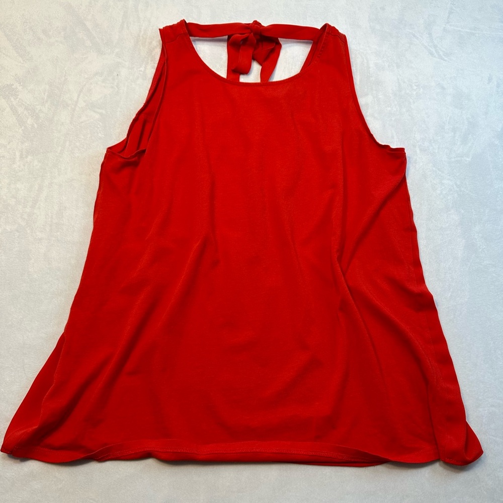 LOFT Petites Feminine Red Tie Back Halter‎ Blouse Size MP